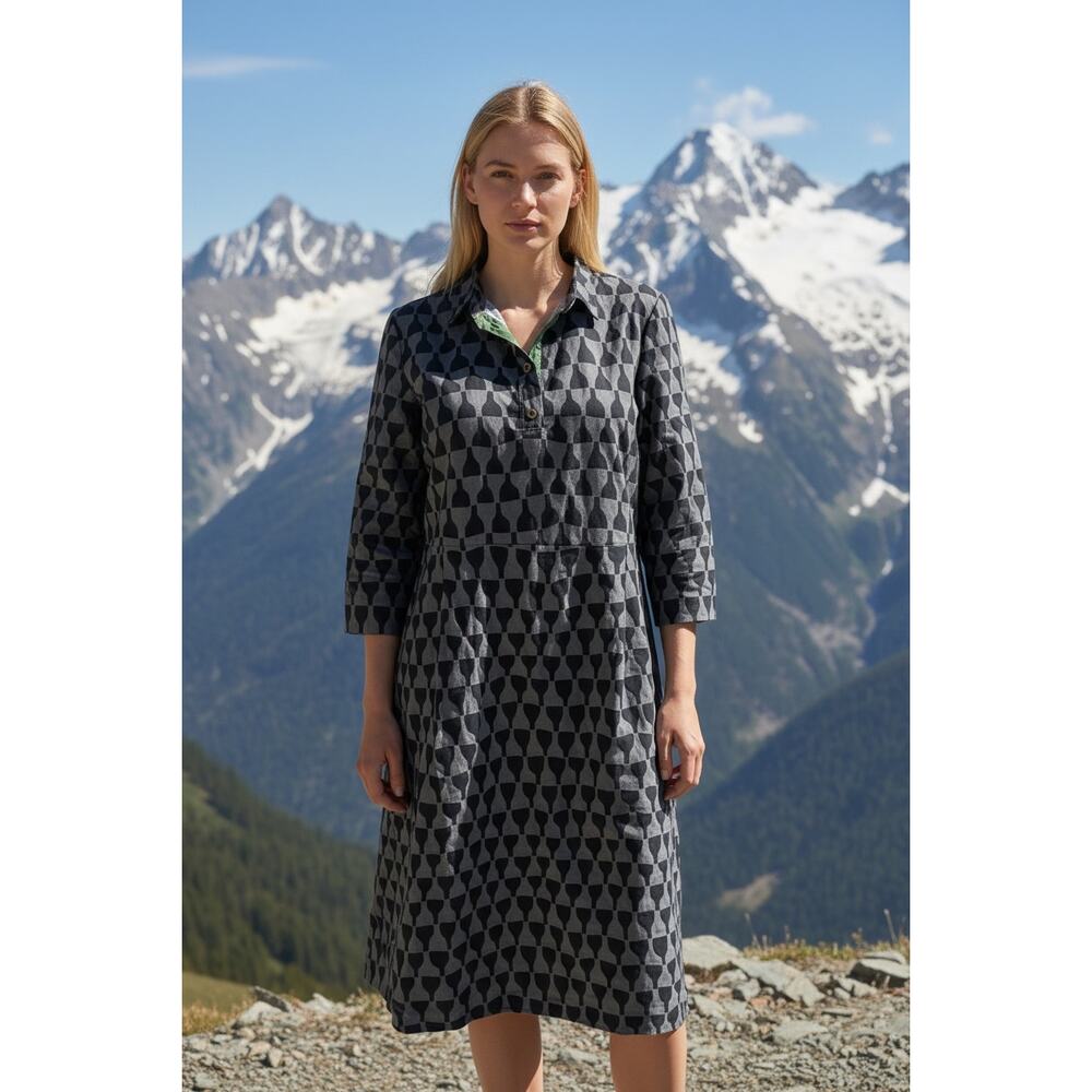 Gudrun Sjoden Tunic Dress S Cotton Linen Knee Length Pockets Lagenlook Boho